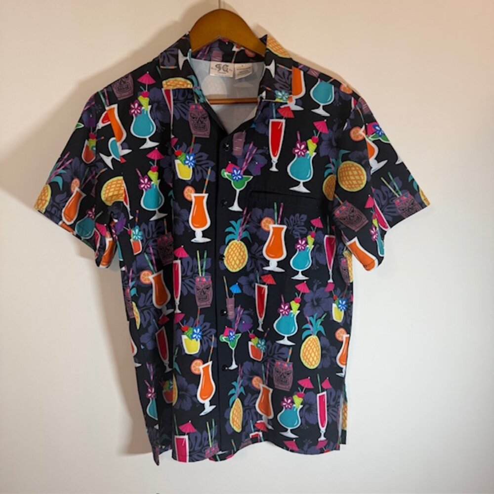 Funny Guy Creation Mens Size M Short Sleeve Tiki Margarita Pineapple Resort Vaca